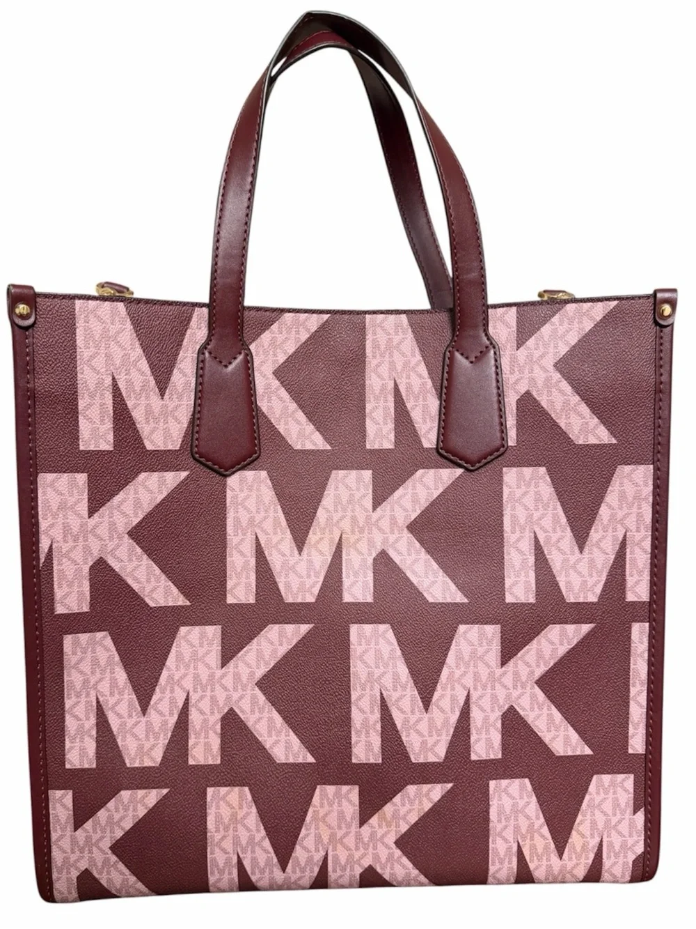 Michael Kors Royal Pink & plum Coated Canvas Leather Maple North South Tote - Picture 2 of 10